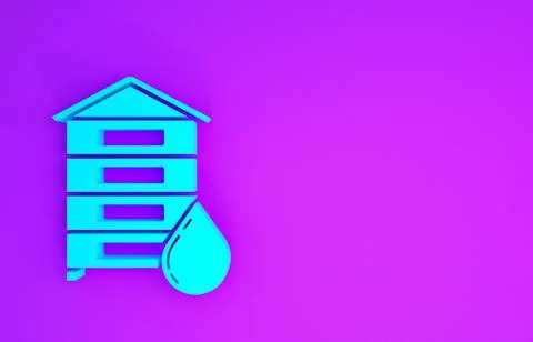 Blue Hive for bees icon isolated on purple background. Beehive symbol. Apiary Illustrazione stock
