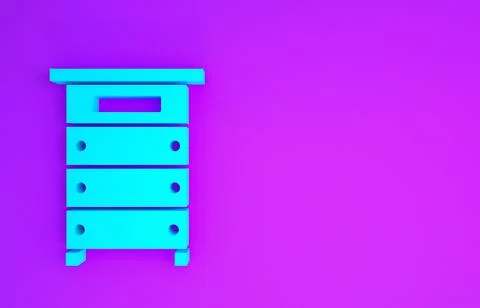 Blue Hive for bees icon isolated on purple background. Beehive symbol. Apiary Illustrazione stock