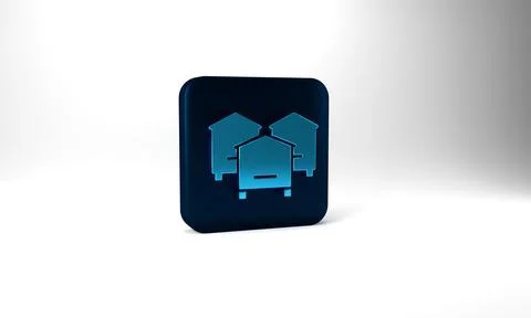 Blue Hive for bees icon isolated on grey background. Beehive symbol. Apiary and Illustrazione stock