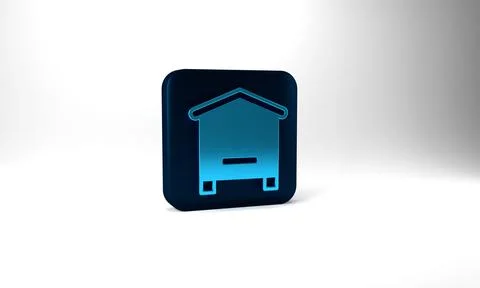 Blue Hive for bees icon isolated on grey background. Beehive symbol. Apiary and Illustrazione stock