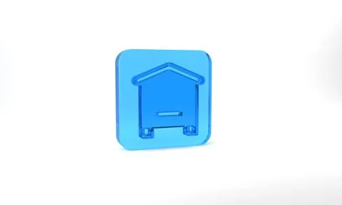Blue Hive for bees icon isolated on grey background. Beehive symbol. Apiary and Illustrazione stock