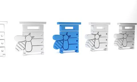 Blue Hive for bees icon isolated on white background. Beehive symbol. Apiar.. Illustrazione stock