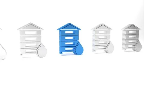 Blue Hive for bees icon isolated on white background. Beehive symbol. Apiar.. Illustrazione stock