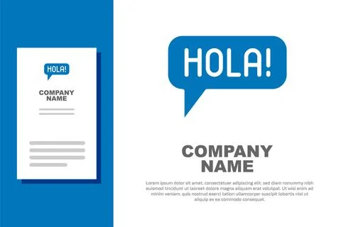 Blue Hola in different languages icon isolated on white background. Speech Stock Illustration