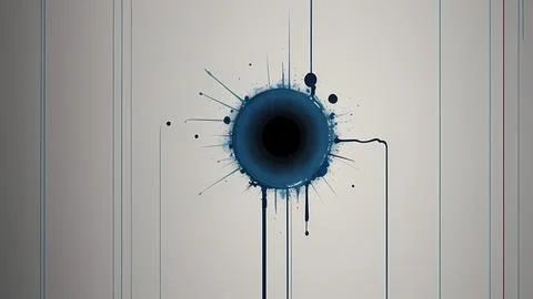 A blue hole is being filled with dots and bubbles on a gray surface Illustrazione stock