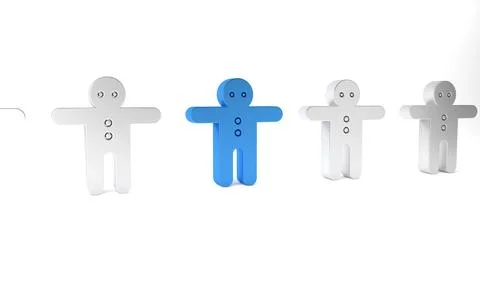Blue Holiday gingerbread man cookie icon isolated on white background. Cook.. Stock Illustration