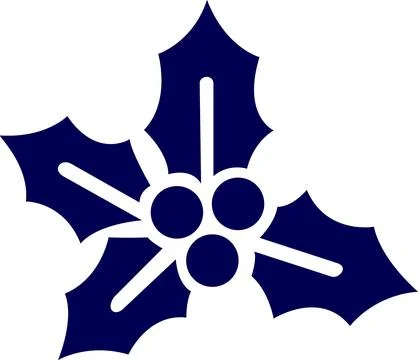 Blue Holly Leaves Berries Flat Icon Illustrazione stock