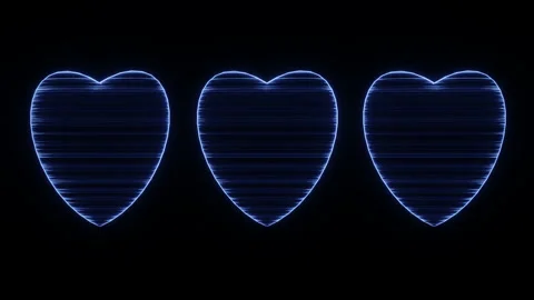 Blue Hologram Hearts Loop. Perfect for Valentine's Day Celebration, Wedding. Stock Footage 230125673