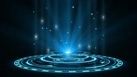 Blue hologram HUD circle interfaces. Digital data network protection, future Video stock 142989999