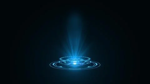 Blue hologram HUD circle interfaces. Digital data network protection, future Illustrazione stock