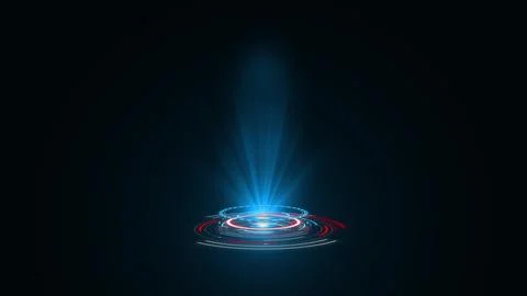 Blue hologram HUD circle interfaces. Digital data network protection, future Illustrazione stock