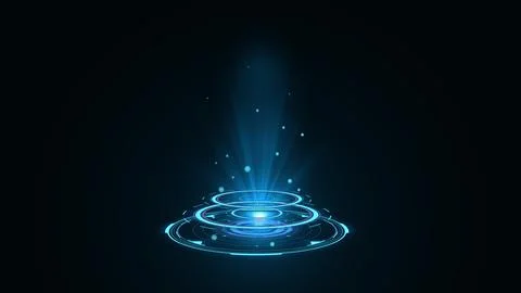 Blue hologram HUD circle interfaces. Digital data network protection, future Illustrazione stock
