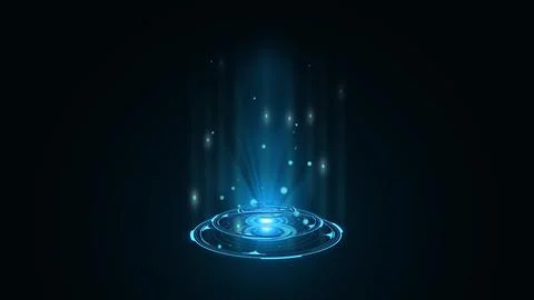 Blue hologram HUD circle interfaces. Digital data network protection, future Illustrazione stock