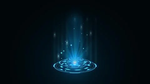 Blue hologram HUD circle interfaces. Digital data network protection, future Illustrazione stock