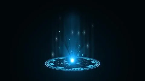 Blue hologram HUD circle interfaces. Digital data network protection, future Illustrazione stock
