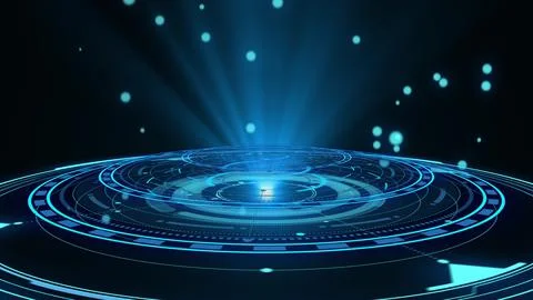 Blue hologram HUD circle interfaces. Digital data network protection, future Illustrazione stock