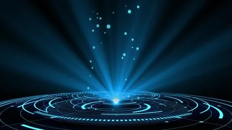Blue hologram HUD circle interfaces. Digital data network protection, future Illustrazione stock