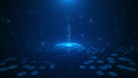 Blue Hologram Platform Particle Background Stock Footage 340408771