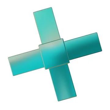 Blue Holographic Abstract Shape. 3D Render. Isolated On White Background. Illustrazione stock
