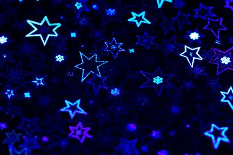 Blue holographic stars abstract patterned background Stock Photos