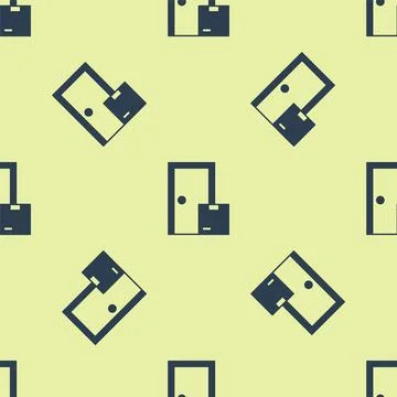 Blue Home delivery services icon isolated seamless pattern on yellow backgr.. Illustrazione stock