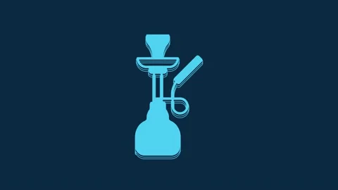 Blue Hookah icon isolated on blue background. 4K Video motion graphic animation Stock Footage 235941290