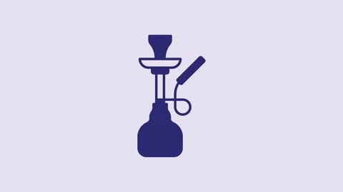 Blue Hookah icon isolated on purple background. 4K Video motion graphic Stock Footage 232862287