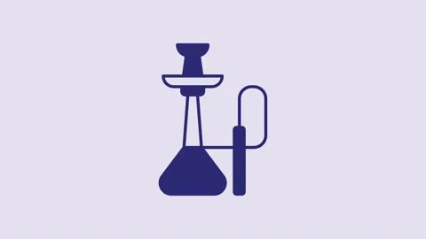 Blue Hookah icon isolated on purple background. 4K Video motion graphic Stock Footage 232864774
