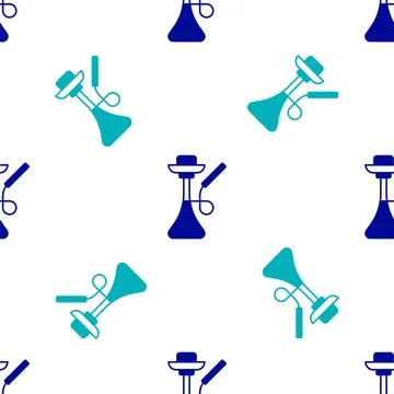 Blue Hookah icon isolated seamless pattern on white background. Vector Stock Illustration