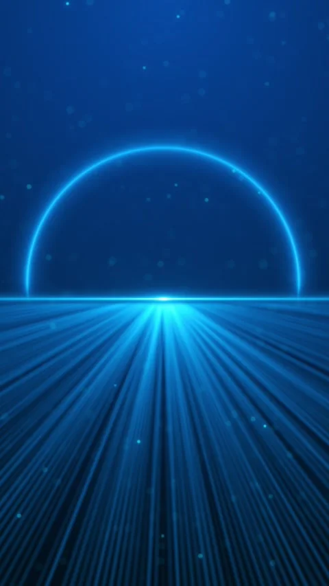 Blue horizon grid dome background glowing semicircle, radiant perspective lines, Stock Footage 340550017
