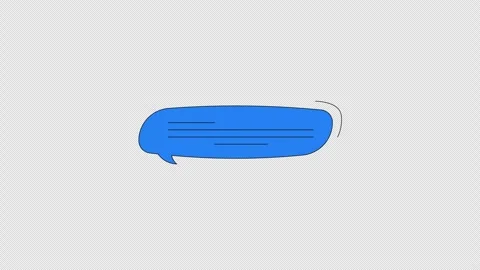 Blue horizontal chat bubble with text lines 2D cartoon object animation Stock Footage 308704341