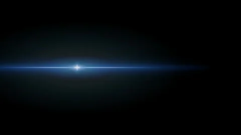 Blue Horizontal Light Flare Beam Animation on Black Background Stock Footage 317692918