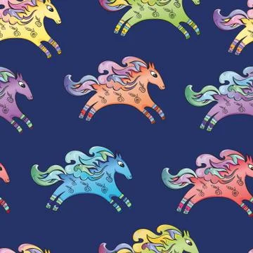 Blue Horse Pattern Stock Illustration
