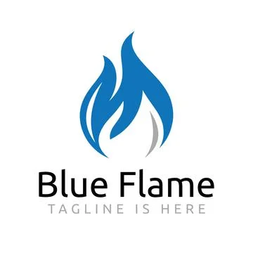 Blue Hot Fire Flame Nature Camping Adventure Logo Template Stock Illustration