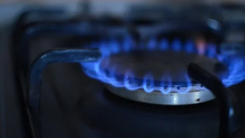 Blue hot flame fire in a kitchen stove. propane methane butane flame Vidéo 201847555