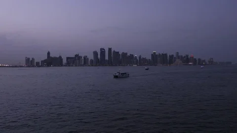 Blue hour, Doha skyline, Qatar Stock Footage 74214833