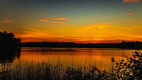 Blue Hour On The Huron River - Time Lapse Video stock 133749782