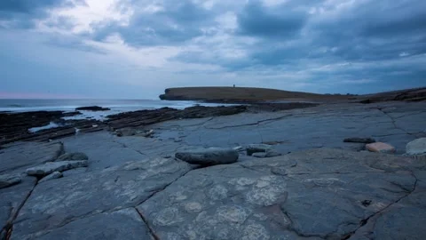 Blue Hour on the Marwick Shore Looking toward Kitchener's Memorial HD Time  Stock Footage 256083989