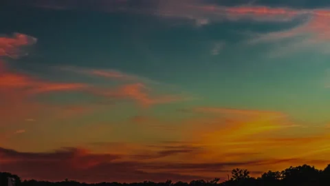 Blue Hour Over The Forest Below - Time Lapse Video stock 141348899