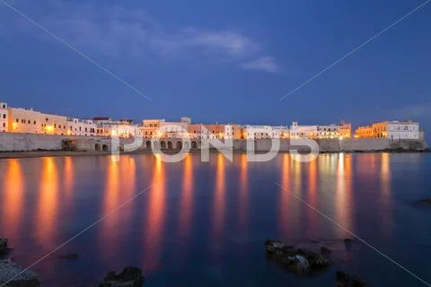 Blue Hour Seno Della Purita City Beach Old Town Gallipoli Lecce Apulia