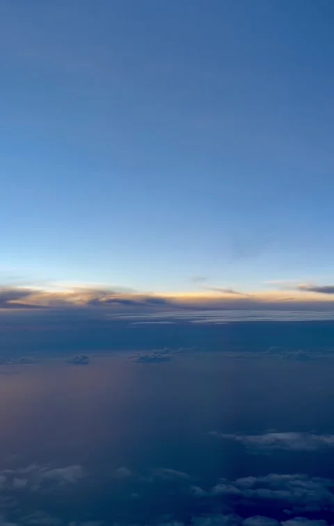 Blue Hour Sky from Airplane Window Stock Footage 341080462