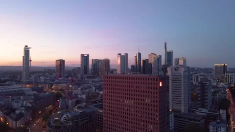Blue hour skyline with foreground tower and TV mast Stock Footage 331875363