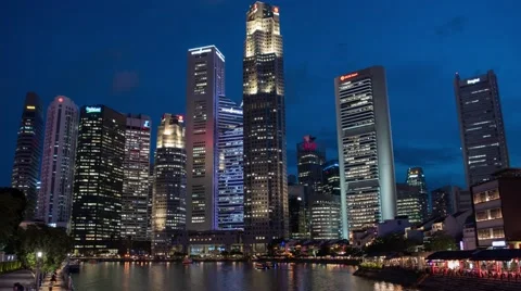 Blue Hour Timelapse of Singapore City Skyline Stock Footage 59083894