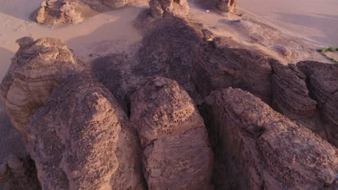 Blue hour top down mountain rock fly over. Aerial 4K Stock Footage 196848933