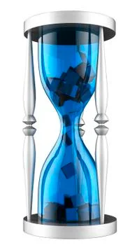 Blue Hourglass With Cubes Inside Stock Illustration