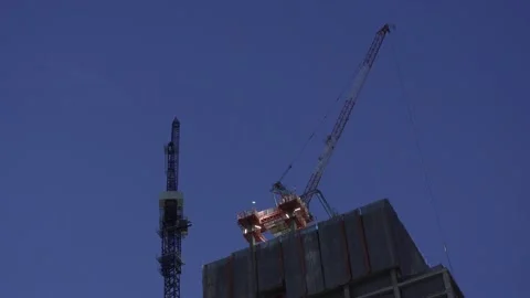 Blue hours construction site and crane, building a high rise tower. Stock Footage 221143018