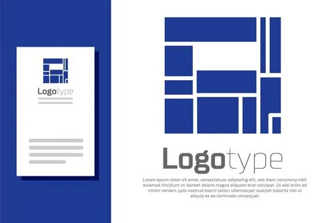 Blue House Edificio Mirador icon isolated on white background. Mirador social Ilustración de archivo