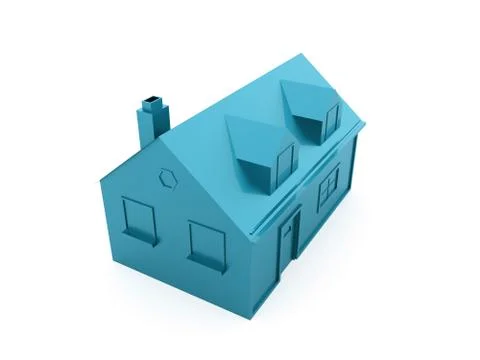Blue house icon on white background 库存插图