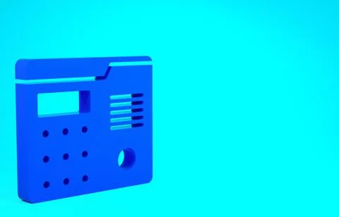 Blue House intercom system icon isolated on blue background. Minimalism conce Stock Illustration
