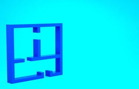 Blue House plan icon isolated on blue background. Minimalism concept. 3d illu Ilustración de archivo